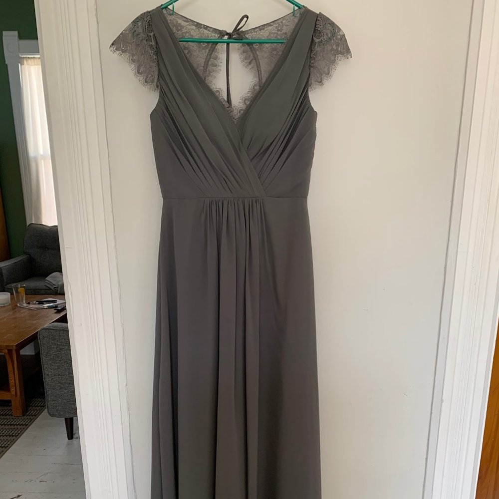 JJs House Grey Lace Bridesmaid Dress - 2